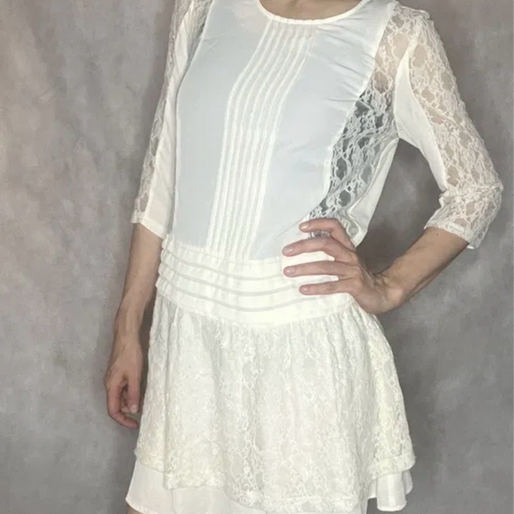 H&M Sheer White Lace Dress Size 4/ fairycore, Victorian, Cottagecore, Romantic